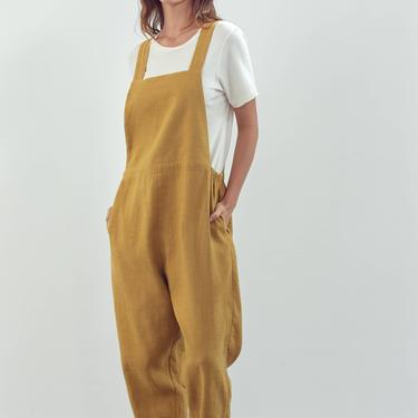 Linen Mustard Overall Pants