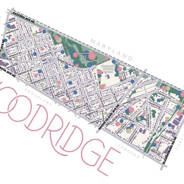 Woodridge DC neighborhood map art print 11x17 