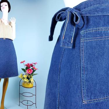 Vintage 70s denim wrap skirt. By Rumble Seats! (S/M) 