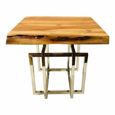 Mid-Century Modern Style Live Edge Wood End Table