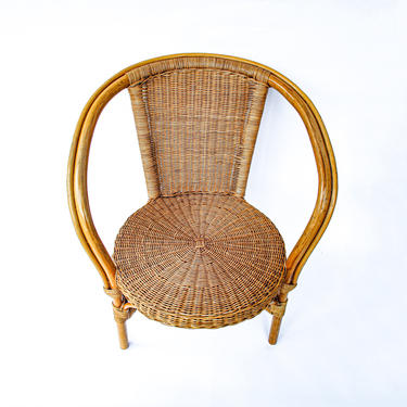 Bohemian Mid-Century Bamboo and Rattan Chair 