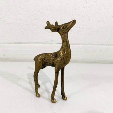 Vintage Brass Deer Reindeer Mid-Century Hollywood Regency Home Décor Holiday Christmas Figure Buck Doe Antler 1960s 60s MCM 