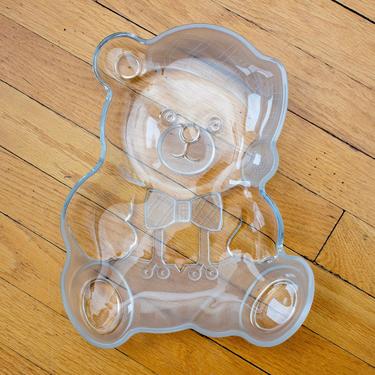 Vintage 1980s Bear Serving Plate - Mikasa Crystal Holiday Teddy Bear Glass Cookie Platter 