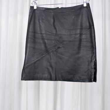 Vintage Black Leather Mini Skirt