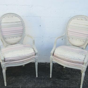 French Painted Pair of Side Living Bed Room Den Fireplace Chairs 2707