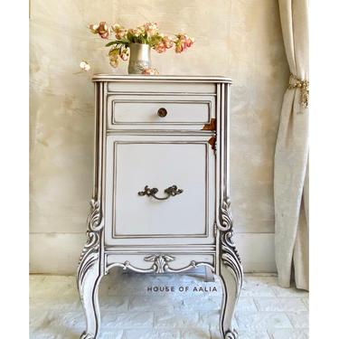 White French Provincial Side Table | Vintage Night Stand| French Country Table | Farmhouse Side Table 
