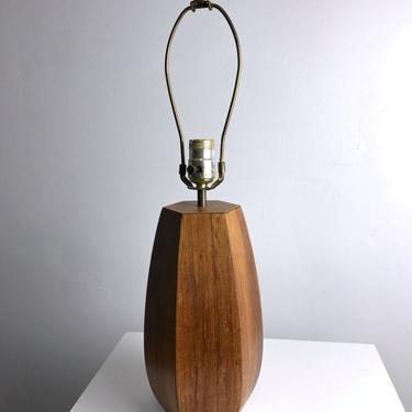Vintage Mid Century Danish Modern Rosewood Hexagon Sculptural Table Lamp 