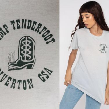 Camp Tenderfoot Shirt Riverton GSA Shirt Graphic T Shirt 80s Tshirt Vintage Tee Screen Stars Tshirt Single Stitch 1980s Grey Small S 