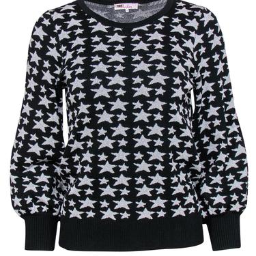 Parker - Black & Silver Star Print Balloon Sleeve Sweater Sz M