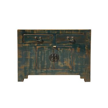 Oriental Distressed Teal Green Blue Credenza Sideboard Table Cabinet cs6147E 