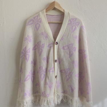 Vintage Butterfly Knit Cape | 70s Purple Sweater Cape Poncho by blindcatvintage