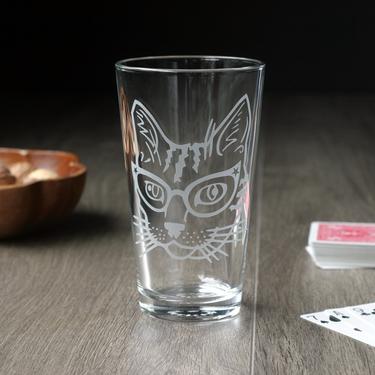 Glasses Cat Beer Glass - 16oz Pint Glass 