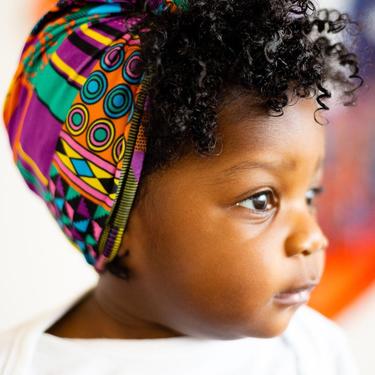 Zizi Love baby headwrap/turban, kente print, African fabric 