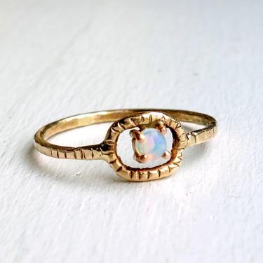 14k Yellow and Rose Gold Lasso Handmade Ring with 3mm Opal October Birthstone 