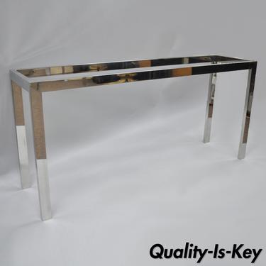 Vtg Mid Century Modern Long Chrome Console Sofa Table Base Baughman Style 60"