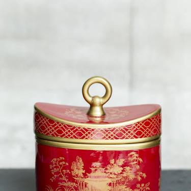 Red Amber Chinoiserie Ceramic Candle