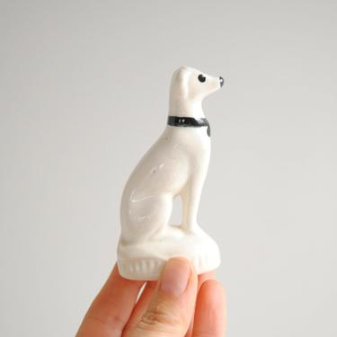 Vintage White Ceramic Dog Figurine 