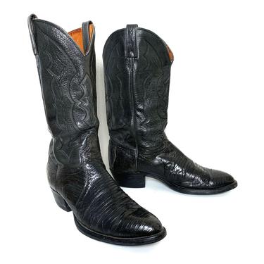 Vintage J CHISHOLM Lizard Skin Cowboy Boots ~ 10 1/2 D ~ Western / Rockabilly ~ 2-Tone ~ Exotic 