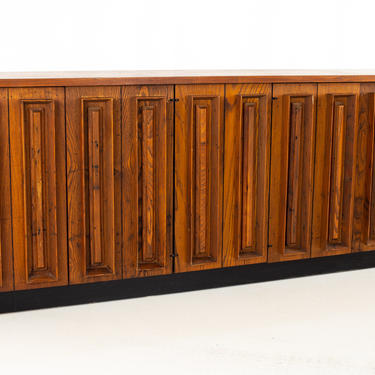 Dillingham Mid Century Pecky Cypress and Walnut Sideboard Credenza Buffet - mcm 