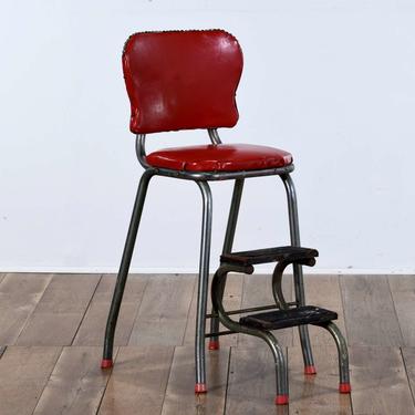 Mid Century Industrial Red Step Stool