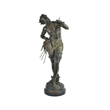 19th Century Orientalist Spelter Bronze Sculpture Hindu Hunter or Medicine Man 