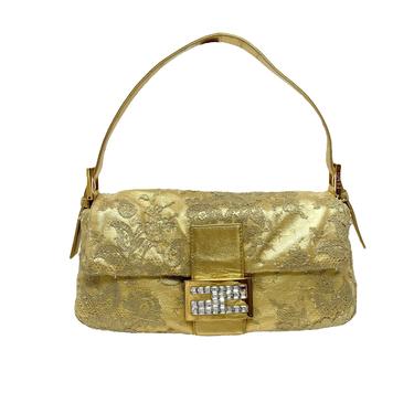 Fendi Gold Lace Baguette Bag