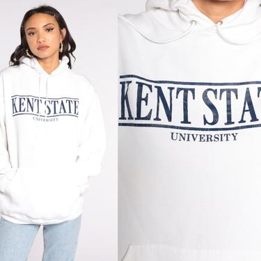 Kent State University Sweatshirt 1990s Hoodie Sweatshirt White College Hood Sweatshirt Hooded 90s Ohio Vintage Medium Large 