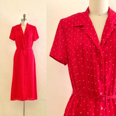 vintage 80's red polka dot dress 