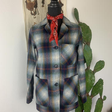 Vintage PENDLETON Wool  Button Up Plaid Blazer Women’s XS-Small 