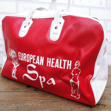 Red and White European Health Spa Gym Sports Bag Carry On Travel Bag 