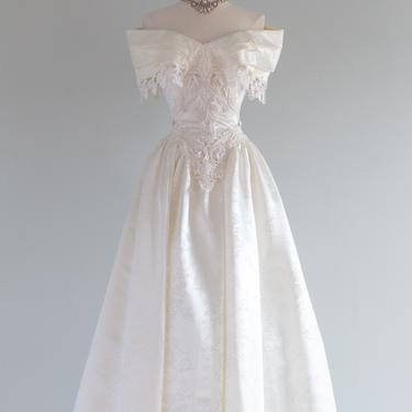 Vintage 1980's Jessica McClintock Romantic Wedding Dress / Waist 26"