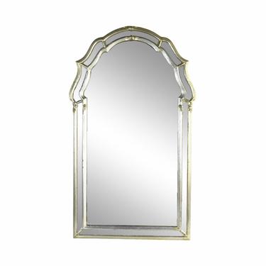 Vintage LaBarge Antiqued Silver Gilt Double Border Wall Mirror 