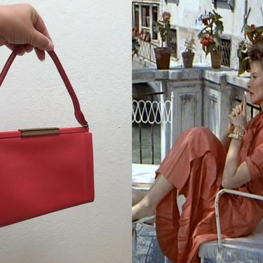 Kate Wishes She Had A Bag to Match - Vintage 1950s Carnelian Red Leather Handbag 