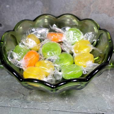 Anchor Hocking Avocado Green Glass Two Handled Bowl - Depression Glass - Avocado Candy Trinket Dish - Pressed Glass | FREE SHIPPING 