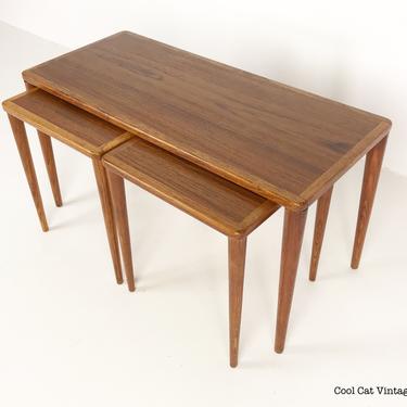 Set of 3 Teak and Oak Nesting Tables by Dux of Sweden, Circa 1960s - *Please see notes on shipping before you purchase. 