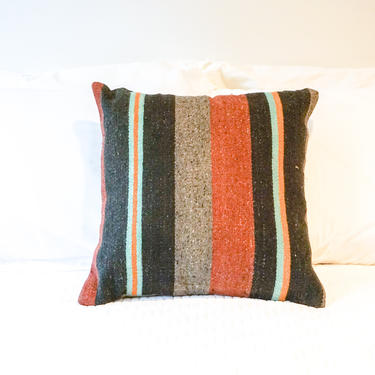 Vintage Bohemian Striped Wool Throw Pillow 