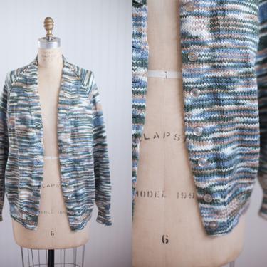 80s ocean swirls knit sweater // vintage clothing // mens womens unisex handmade sweater 