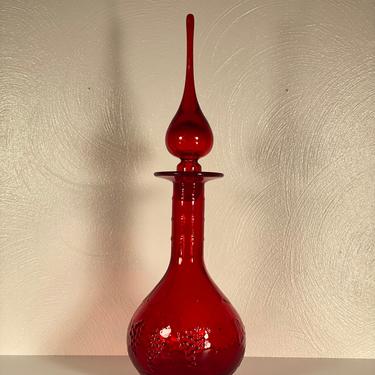 Rainbow Ruby Red Glass Decanter 