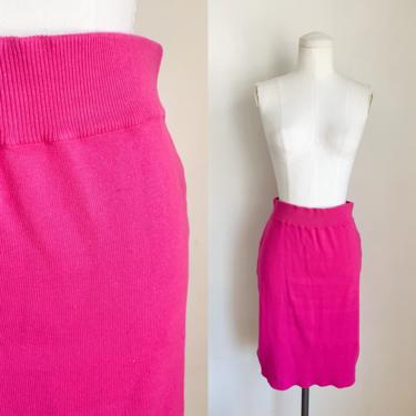 Vintage 1980s United Color of Benetton Hot Pink Sweater Skirt / S 