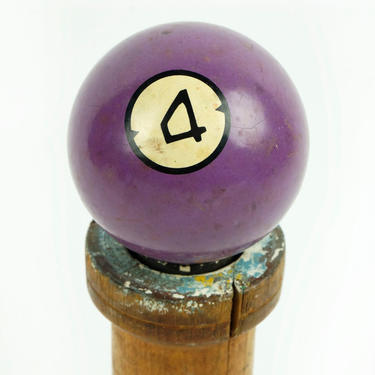No. 4 Old Stone Clay Billiard Ball Size 2.25&amp;quot; Brunswick Ivorylene Pocket Balls Four IV Purple Violet Pool Solid Solids Crackled Antique 