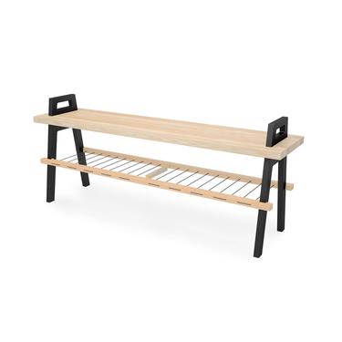 46&quot; entryway/hallway storage bench in ash with shoe rack 