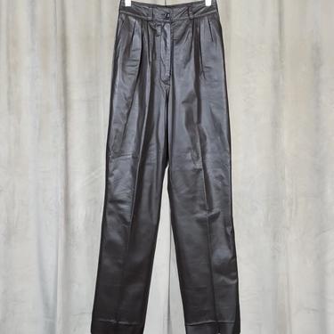 Vintage Brown Pleated Leather Trousers
