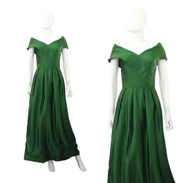 STUNNING 1940s Emerald Green Satin Evening Gown - 1940s Green Evening Gown - 1940s Green Dress - 1940s Satin Gown - 40s Gown | Size Small 