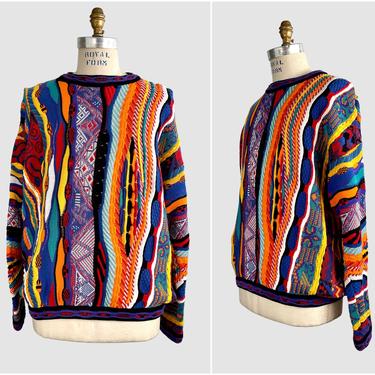 TUNDRA Canada Vintage 80s Sweater | 1980s Oversized 3D Texture Pullover Chunky Knit | 90s  Hip Hop Biggie, Cosby, Coogi Style | Mens X Large 