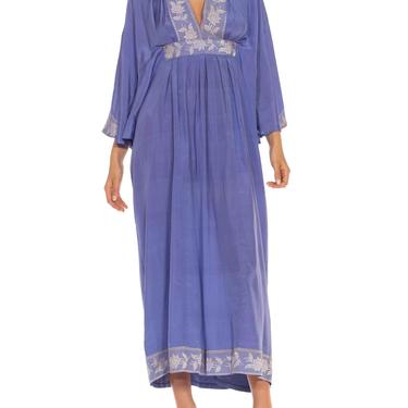 Morphew Collection Periwinkle  Silver Silk Kaftan Made From Vintage Saris 