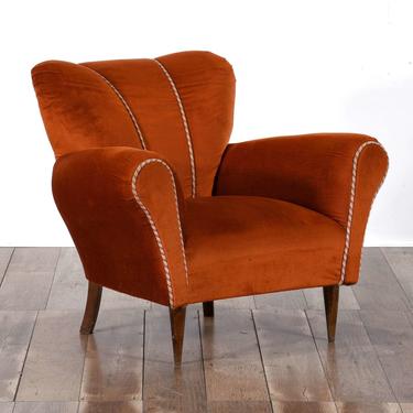 1950S Italian Orange Armchair (Damage To Left Arm)