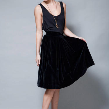 vintage 50s 1950s pleated skirt black velvet xs s EXTRA SMALL / SMALL 