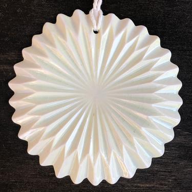 Modern White Ceramic Pinwheel Ornament, Ceramic Wall Hanging 