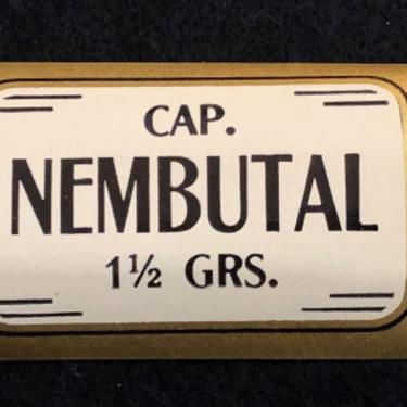 1920s Un Used Apothecary Label Cap. Nembutal 1 1/2 grams Barbiturate DrugDowner
