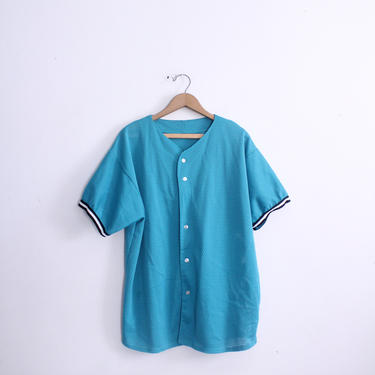 Sporty Teal 90s Baseball Jersey 